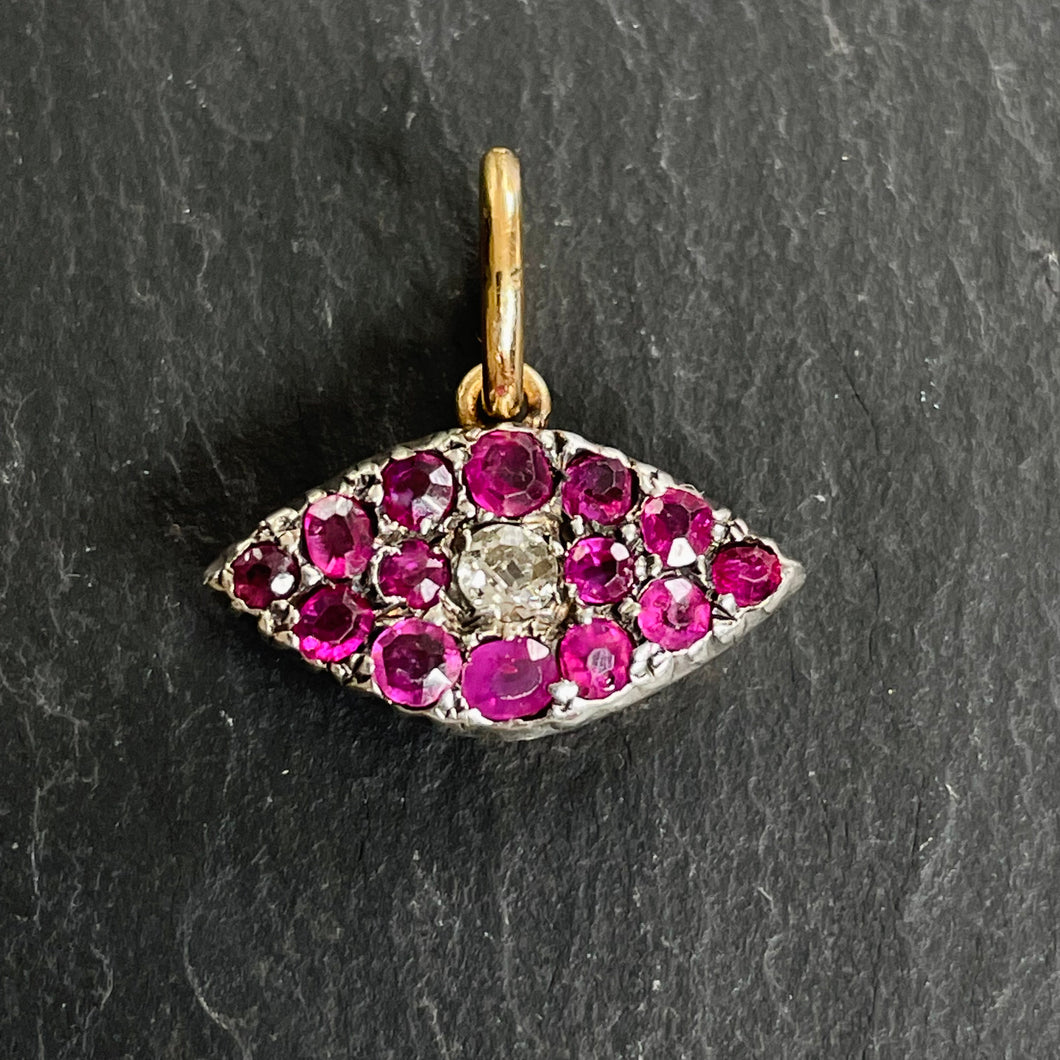 ROCKS Bespoke ~ Ruby & Diamond “Evil Eye” Pendant