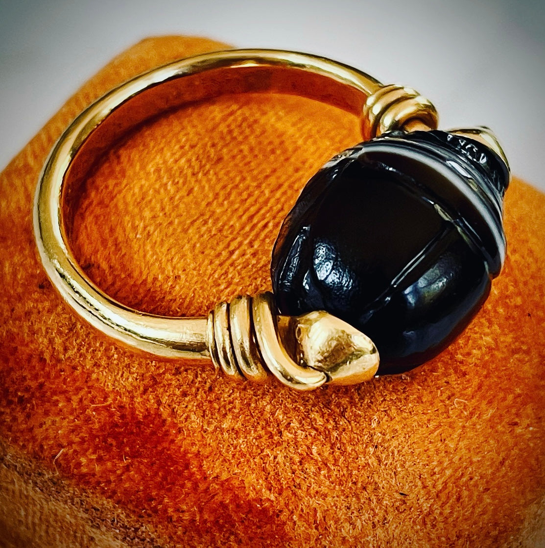 RESERVED Banded Agate Scarab Ring