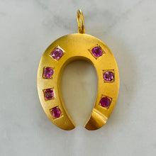 Load image into Gallery viewer, Pink Sapphire Horseshoe Pendant
