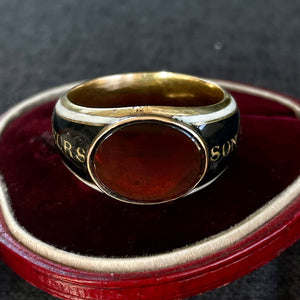 Garnet & Enamel Mourning Ring