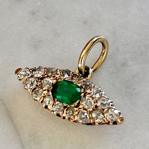 Reserved Bespoke Emerald and Diamond “Evil Eye” Pendant