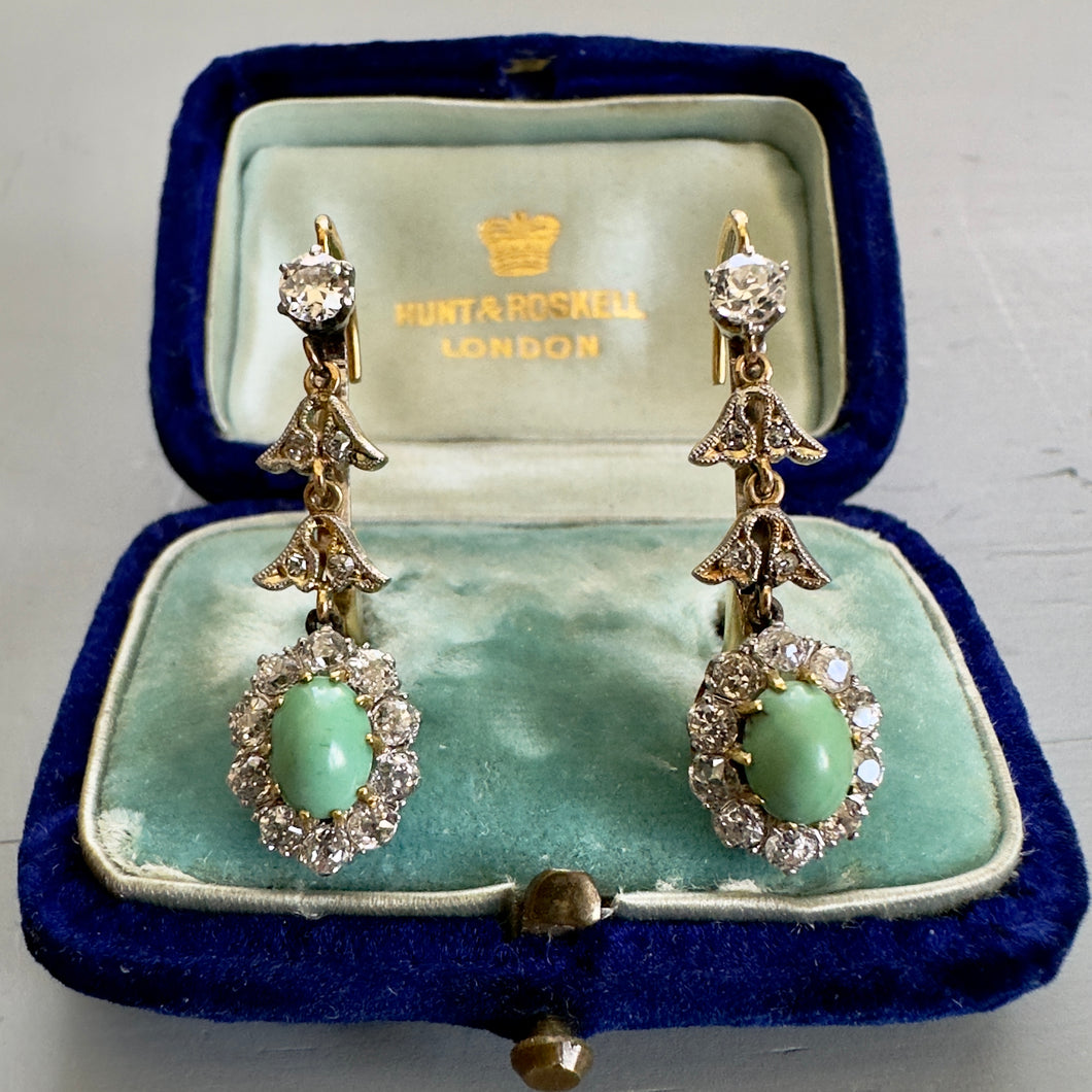 Turquoise And Diamond Earrings